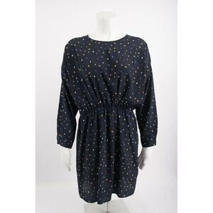 FRNCH Paris Womens Navy Blue Printed Dress Long Sleeved Size M L  A-Line
